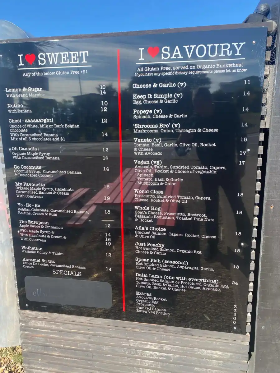 I love Crepes Menu